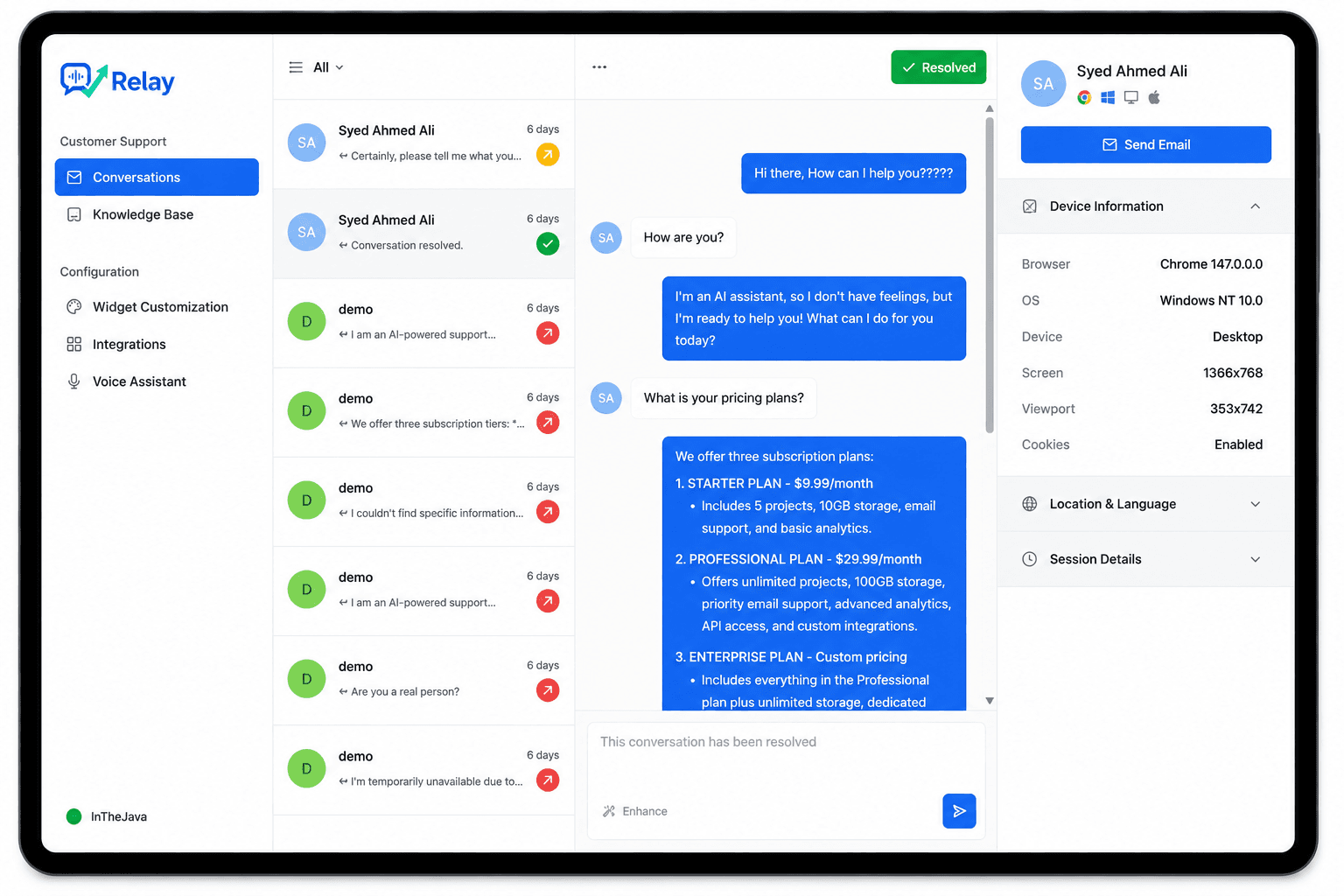 Screenshot of Relay